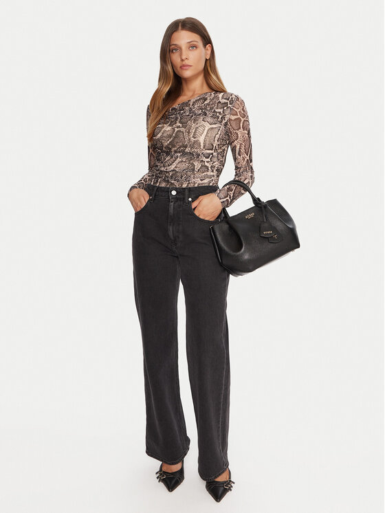 Guess Guess Bluză W5BP32 KCZC2 Bej Slim Fit