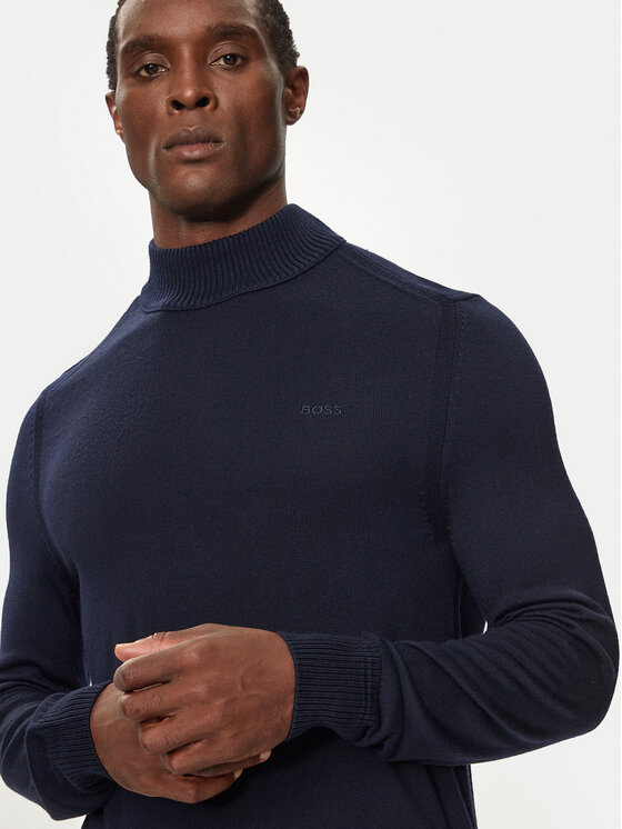 Cotonella Maglia Uomo Dolcevita Manica Lunga – Comodo E Morbido, Perfetto Per L'Inverno (Blu, Taglia 6)