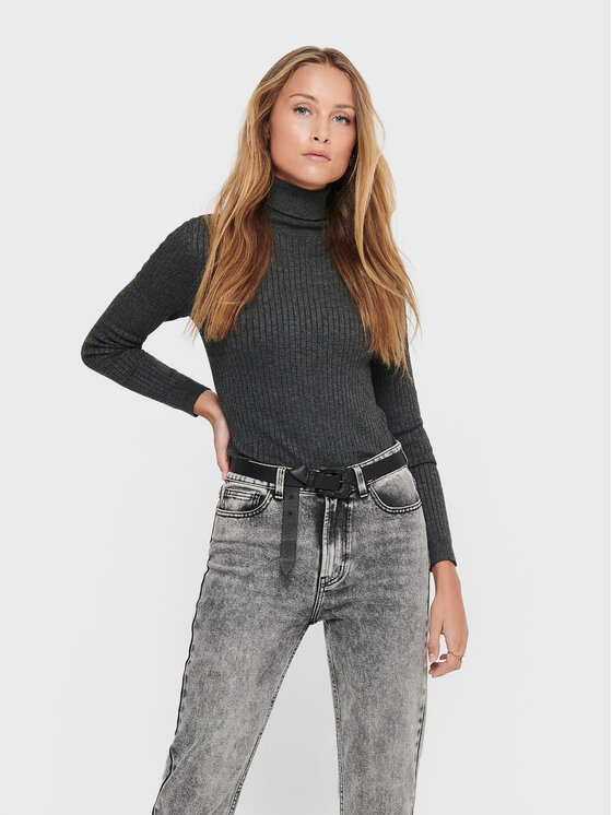 ONLY ONLY Bluză cu gât Karol 15165075 Gri Slim Fit