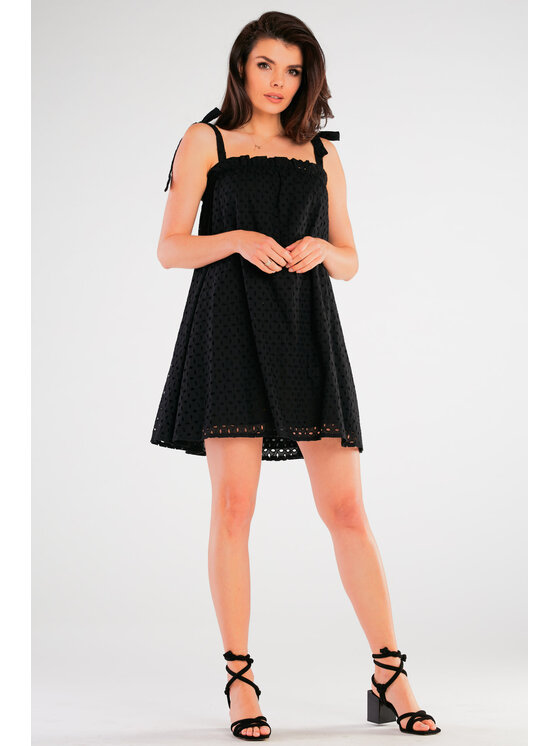 Awama Awama Sukienka letnia A434 Czarny Basic Fit