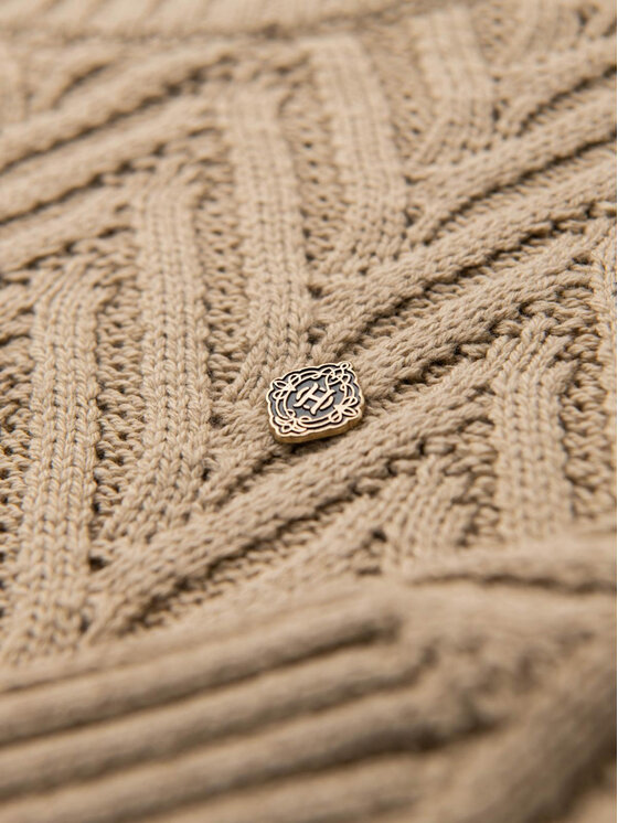 Ombre Ombre Sweter OM-SWSW-0147 Beżowy Regular Fit