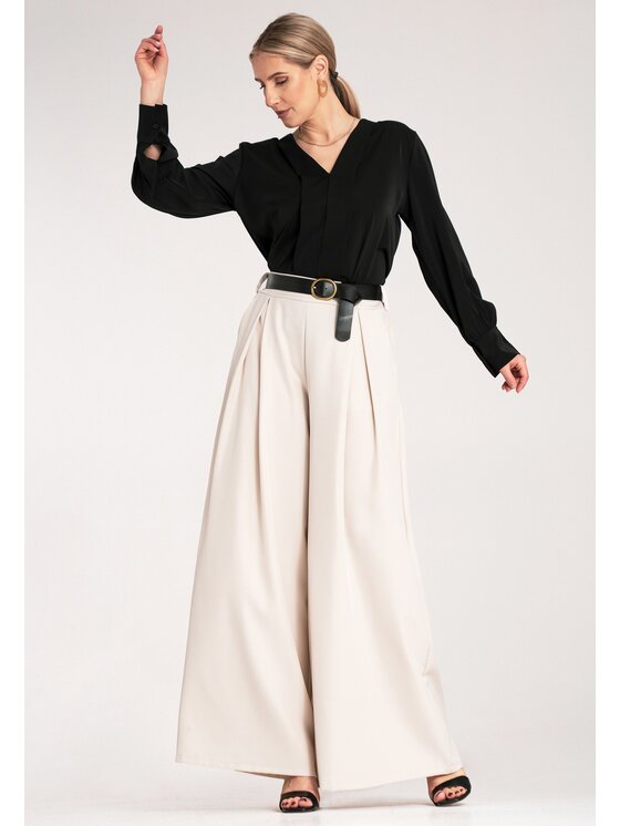 FIGL FIGL Pantaloni di tessuto M1134 Bianco Palazzo Fit