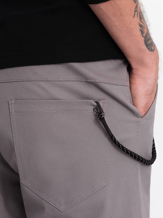 Ombre Ombre Kalhoty z materiálu OM-PACG-0189 Šedá Regular Fit
