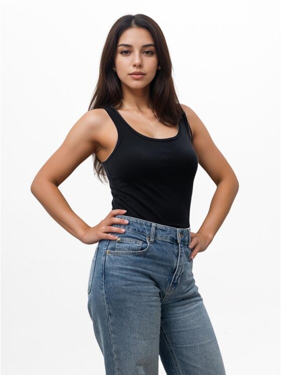 Urban City Urban City Top Klasyczny 126120 Czarny Regular Fit