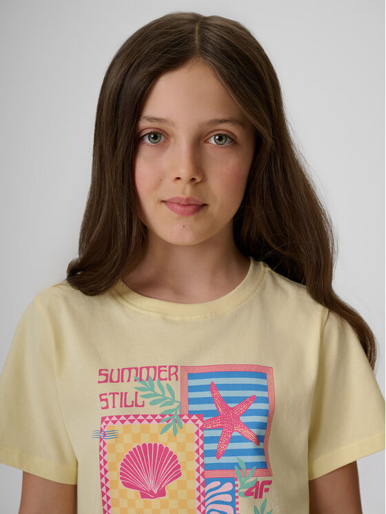 4F 4F T-Shirt SUMMER SPLASH Żółty jasny Regular Fit