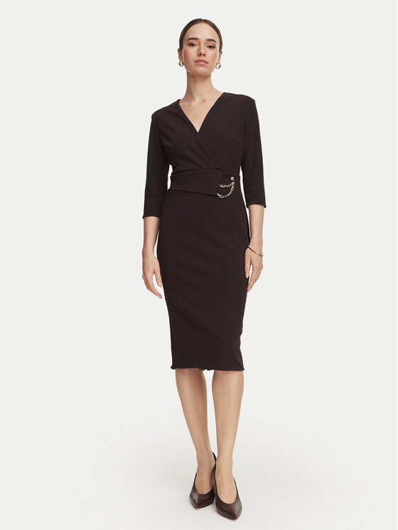 Rinascimento Rinascimento Kokteilinė suknelė CFC0131143003 Tamsiai ruda Regular Fit