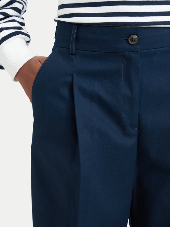 Tommy Hilfiger Tommy Hilfiger Hlače Dressing WW0WW50135 Tamnoplava Wide Leg