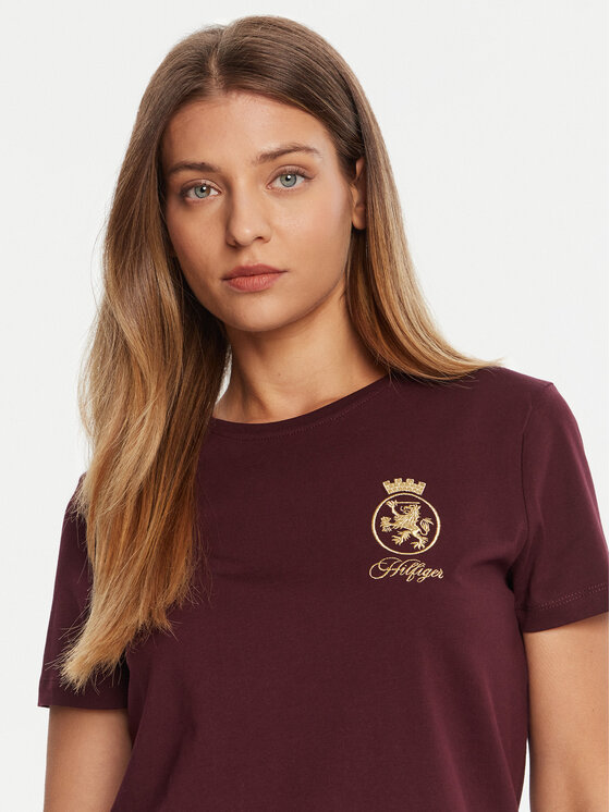 Tommy Hilfiger Tommy Hilfiger Marškinėliai Gold Crest WW0WW46153 Vyšninė Regular Fit