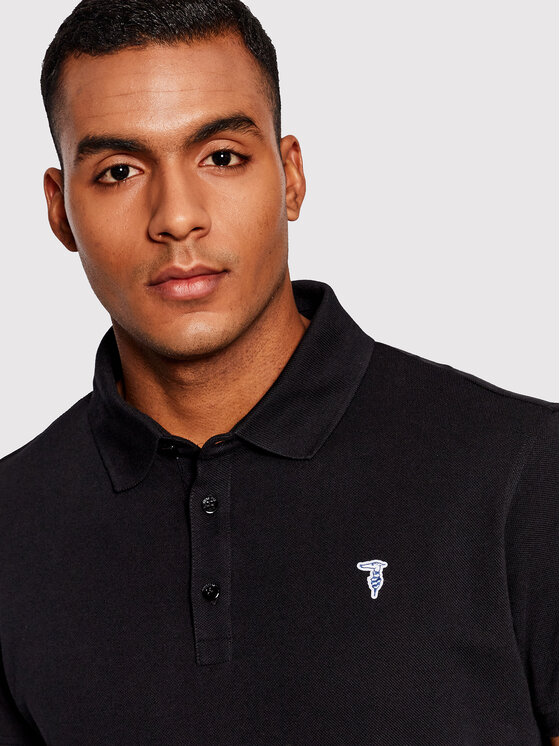 Trussardi Trussardi Тениска с яка и копчета Piquet 52T00597 Черен Regular Fit
