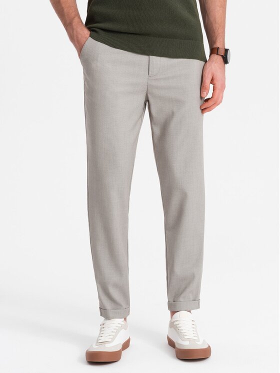 Ombre Ombre Kalhoty z materiálu OM-PACP-0157 Šedá Chino Fit