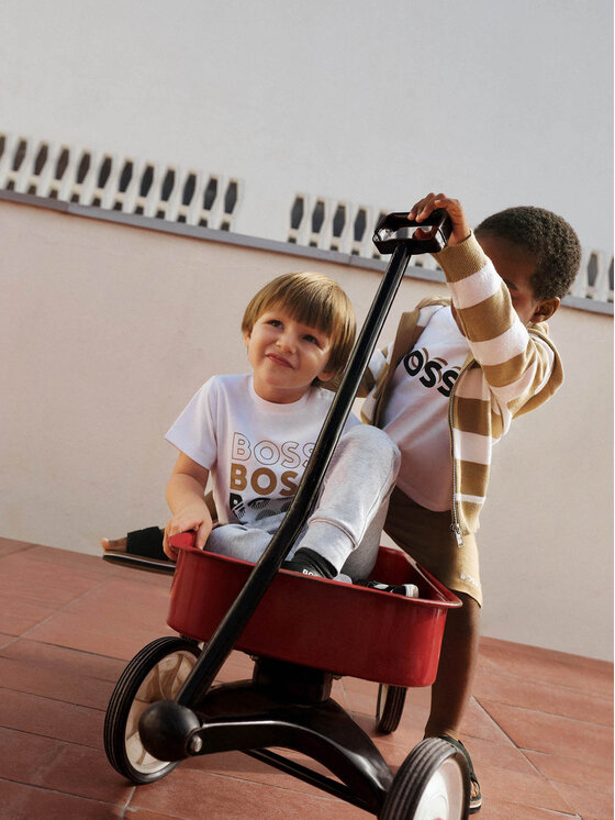 BOSS Boss Komplet t-shirt i spodenki J50624 M Beżowy Regular Fit