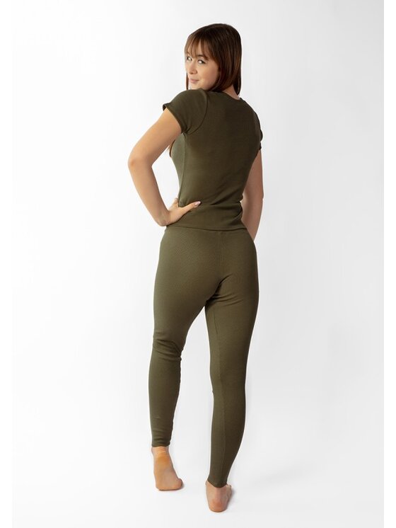 DKaren Sport DKaren Sport Komplet bluzka i spodnie Halima Khaki Slim Fit