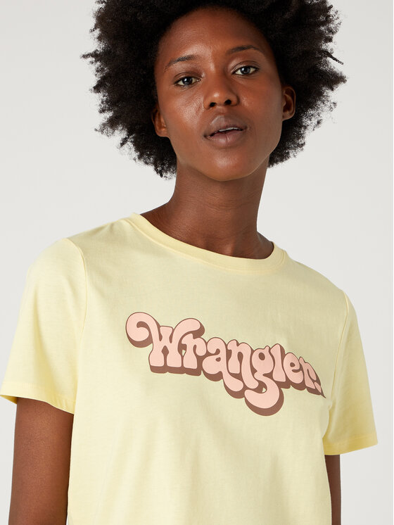 Wrangler Wrangler T-Shirt W7N4D3Y37 112332103 Żółty Regular Fit