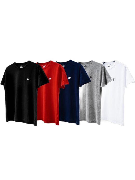 Jigga Wear Jigga Wear Komplet t-shirtów Zestaw 5 T-Shirtów Jigga Wear Mini Crown 5 Kolorów S Kolorowy Regular Fit