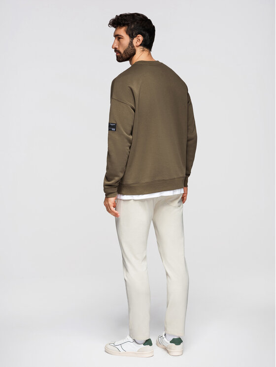 Ombre Ombre Spodnie dresowe OM-PABS-0304 Kremowy Slim Fit