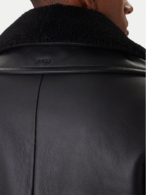 BOSS BOSS Giacca di pelle Joglaci 50547560 Nero Relaxed Fit