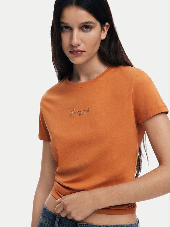 Desigual Desigual T-Shirt 25SWTK15 Oranžová Regular Fit