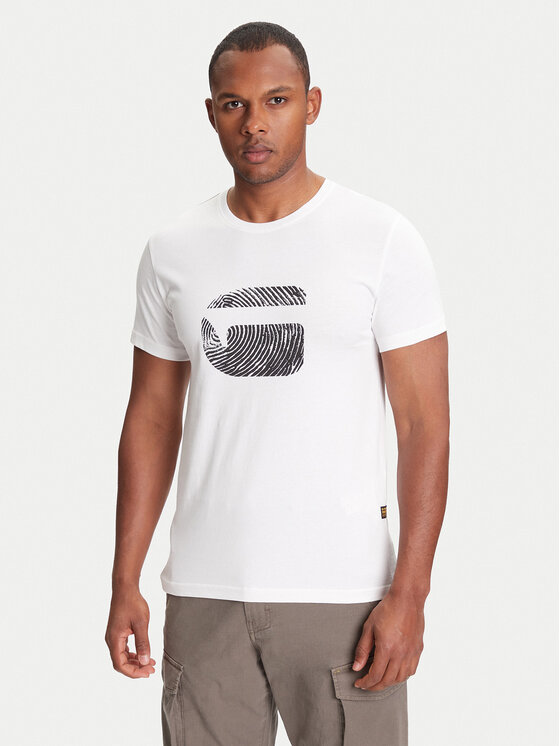 G-Star Raw G-Star Raw Tricou Finger Print Burger D26041-C506 Alb Regular Fit