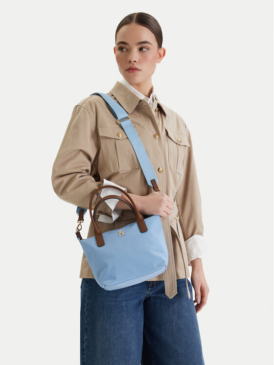 Tommy Hilfiger Tommy Hilfiger Geantă Popette Mini Tote AW0AW17709 Albastru celest