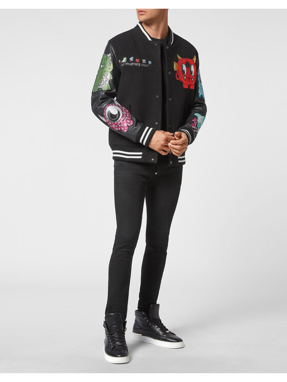 PHILIPP PLEIN PHILIPP PLEIN Kurtka bomber 7273 Czarny Regular Fit