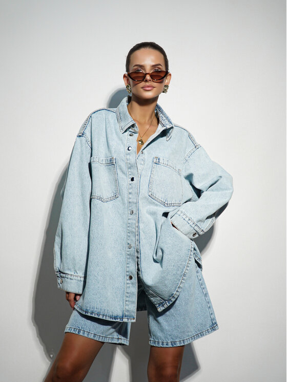 LilaLou LilaLou Kurtka jeansowa Good Vibes Niebieski Oversize