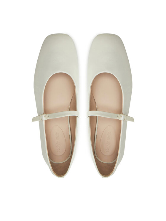 Calvin Klein Calvin Klein Μπαλαρίνες Mary Jane Ballerina - Lth HW0HW02307 Εκρού