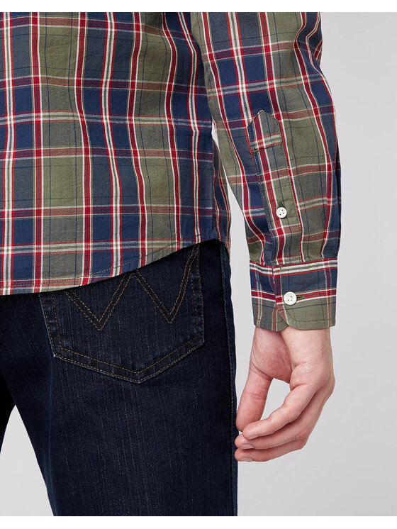 Wrangler Wrangler Koszula LS 1PKT SHIRT Niebieski Regular Fit
