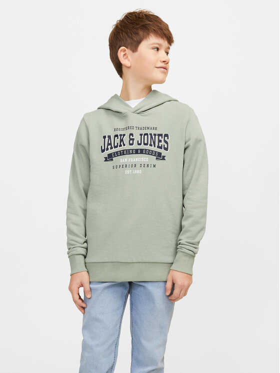 Jack&Jones Junior Džemperis ar kapuci Logo 12257309 Pelēks Standard Fit