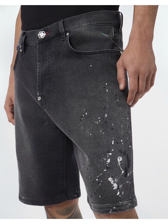 PHILIPP PLEIN PHILIPP PLEIN Szorty jeansowe 29790 Czarny Regular Fit