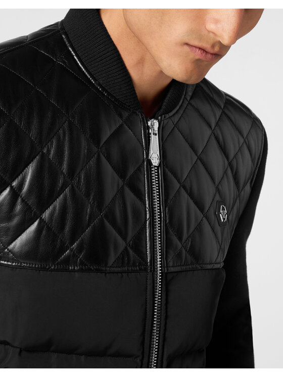 PHILIPP PLEIN PHILIPP PLEIN Kurtka skórzana 21121 Czarny Regular Fit