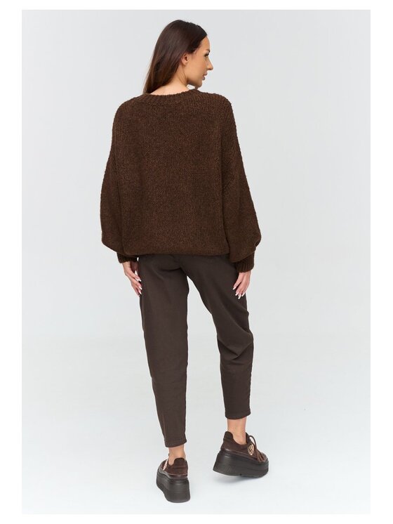 Makadamia Makadamia Sweter C83 Brązowy Loose Fit