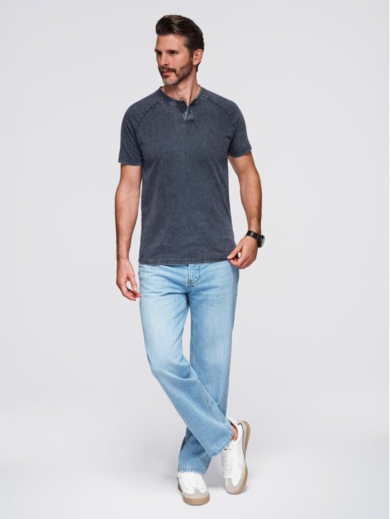 Ombre Ombre T-Shirt OM-TSWT-0150 Granatowy Regular Fit