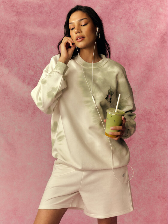 4F 4F Bluza TASTE THE GLOW Zielony jasny Loose Fit