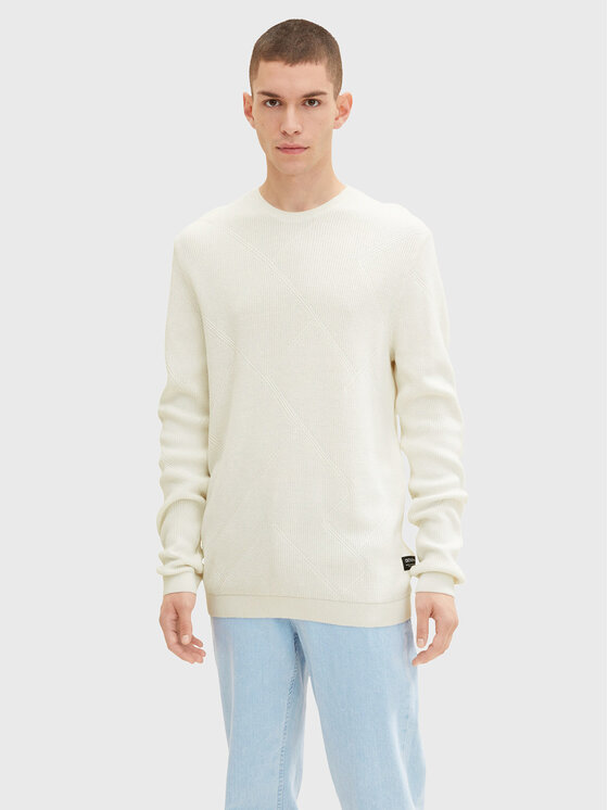 Tom Tailor Denim Pulover 1032325 Écru Regular Fit