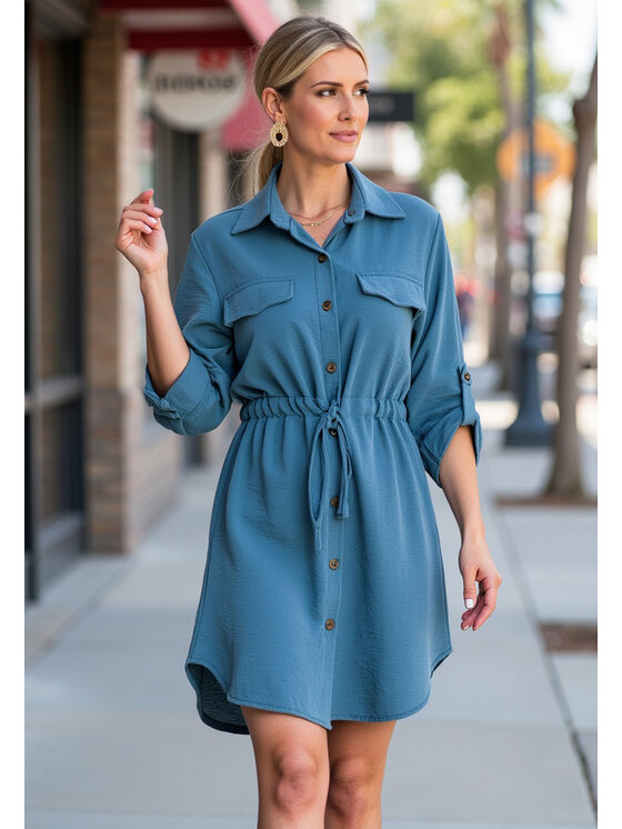 FIGL FIGL Vestito chemisier M1131 Blu Shirt Fit