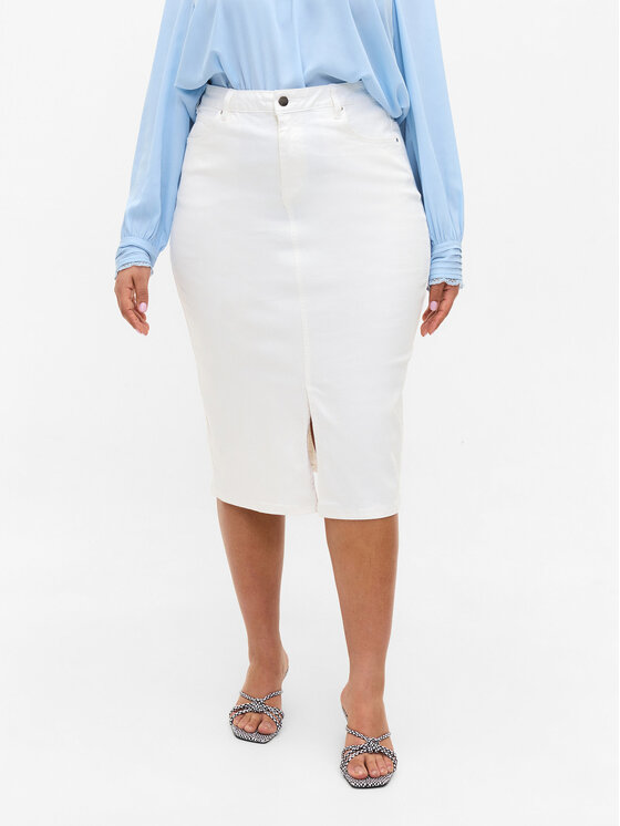 Zizzi Zizzi Джинсова спідниця J10771A Білий Regular Fit