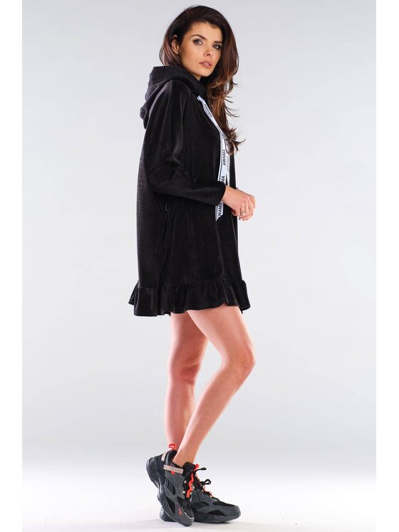 Awama Awama Sukienka dzianinowa A419 Czarny Basic Fit