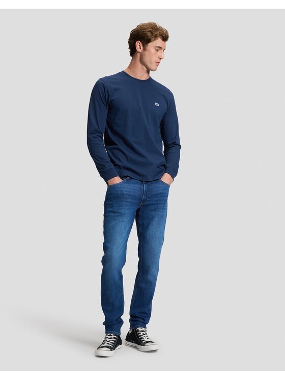 Lee Lee T-Shirt LS PATCH LOGO TEE Niebieski Regular Fit