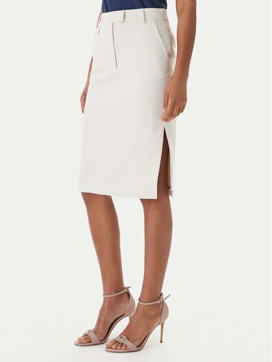 Fracomina Spódnica midi FR26SG2012W42901 Écru Regular Fit