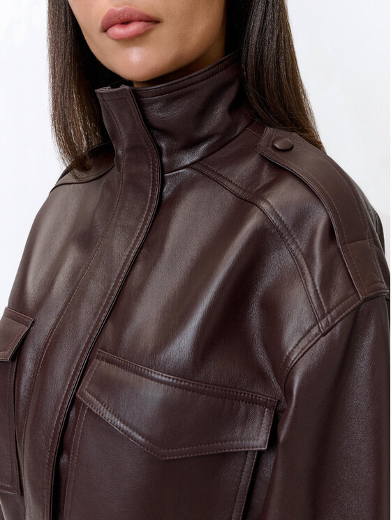 FAN LEATHER FAN LEATHER Kurtka skórzana JTLW854-50 Brązowy Loose Fit