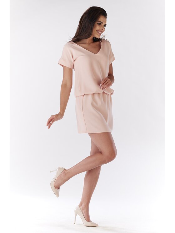 Awama Awama Sukienka letnia A178 Różowy Basic Fit
