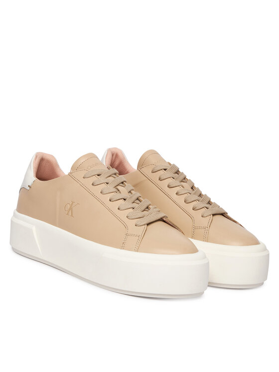 Calvin Klein Calvin Klein Tenisice Flatform Lace Up Lth YW0YW01928 Bež