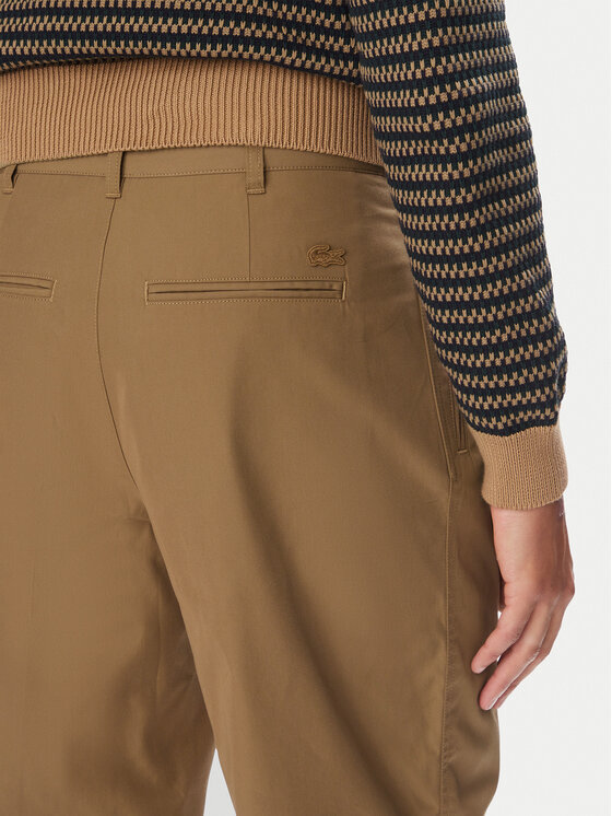 Lacoste Lacoste Spodnie materiałowe HH0095 Brązowy jasny Loose Fit