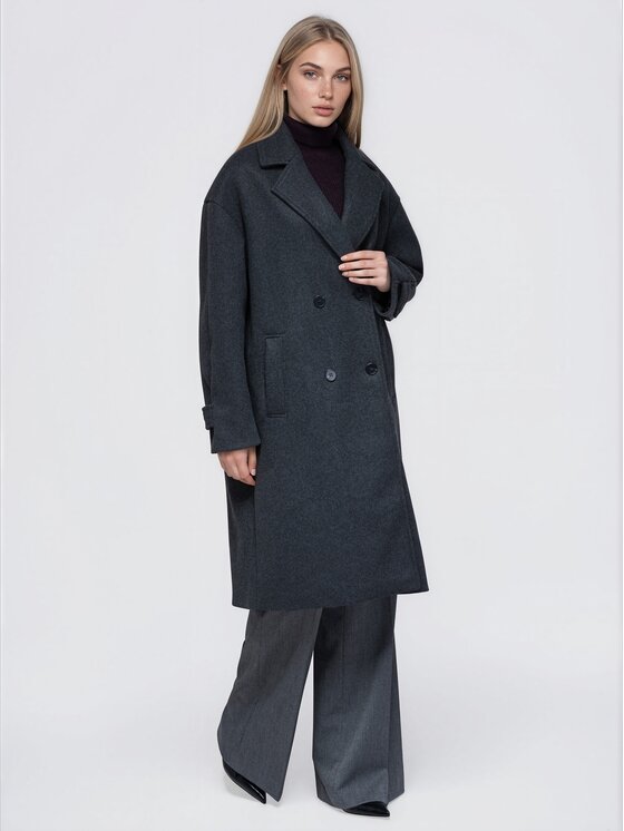 Ombre Ombre Kabát pro přechodné období OW-CT-E0023 Tmavě šedá Relaxed Fit