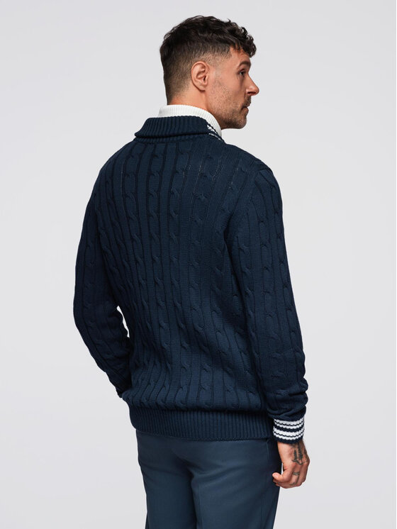 Ombre Ombre Kardigan OM-SWCD-0152 Granatowy Regular Fit