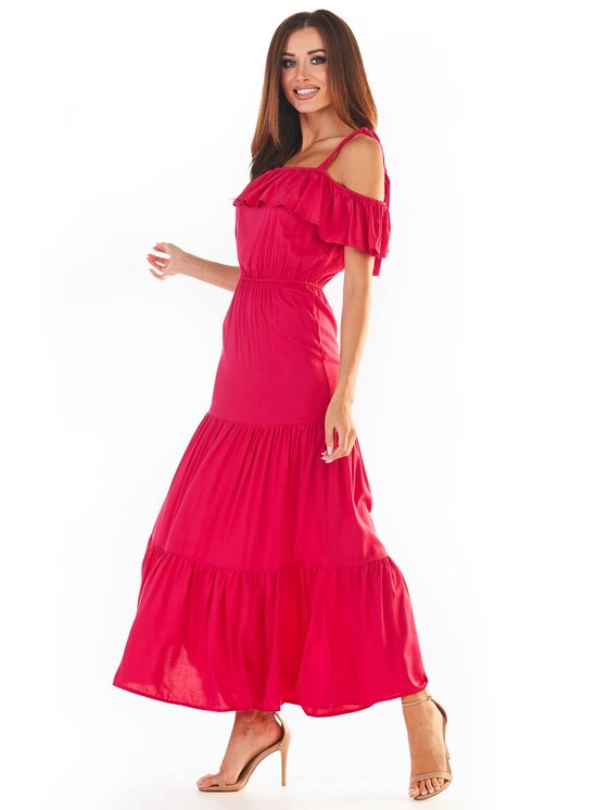Awama Awama Sukienka letnia A358 Fioletowy Basic Fit