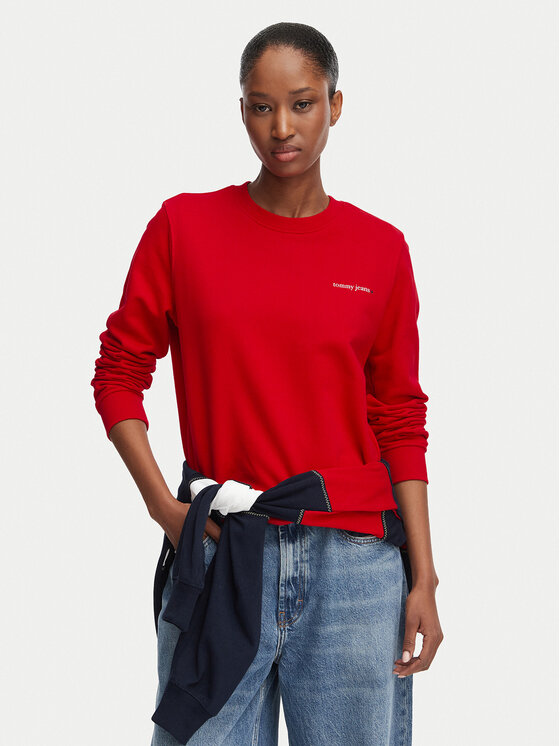 Tommy Jeans Hanorac Ess Logo DW0DW22829 Roșu închis Regular Fit