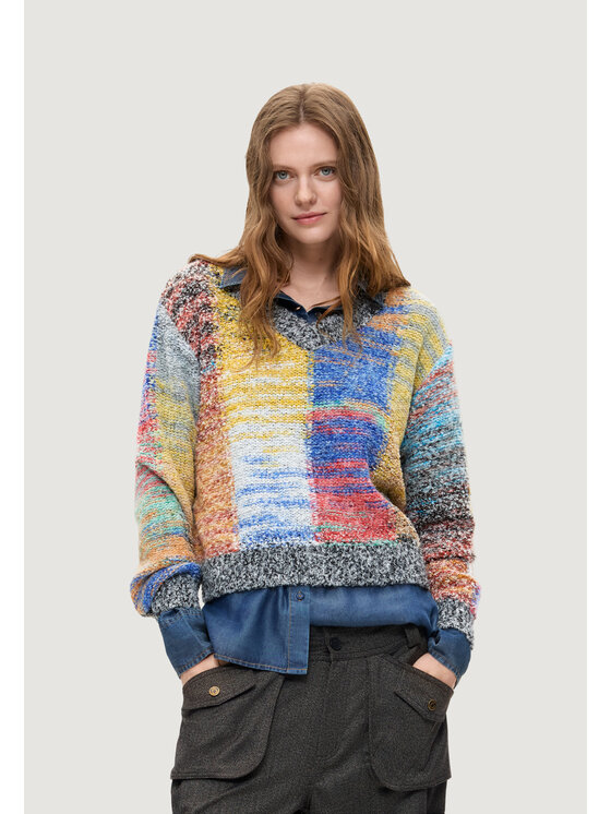 Desigual Desigual Πουλόβερ JERS_EARTHTEXTURE Κόκκινο Basic Fit