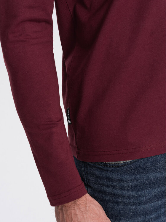 Ombre Ombre Longsleeve OM-LSBL-0108 Bordowy Classic Fit