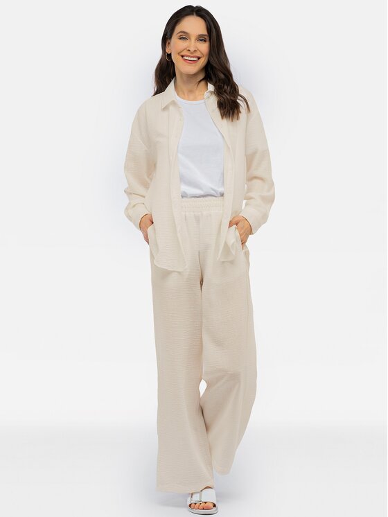 Perso Perso Súprava košele a nohavíc SET232811F Béžová Regular Fit